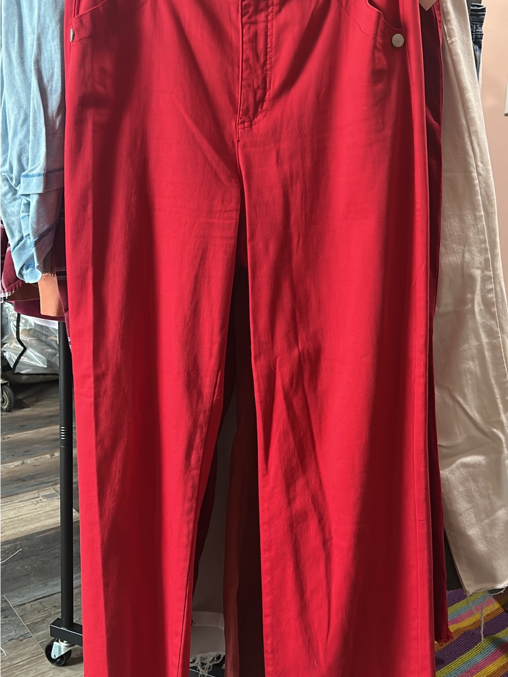 Tribal Bright Red High-Rise Straight Leg Chinos